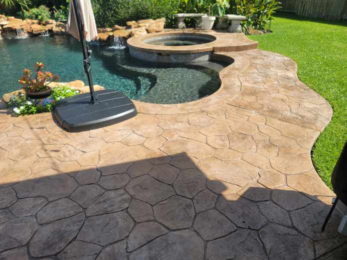 Stamped Concrete Pool Deck in Jersey Village